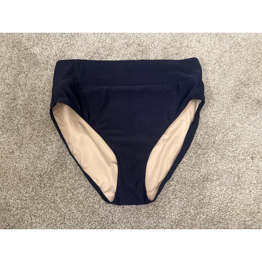 June Loop Womens Navy High Waisted Bikini Swim Bottoms, M